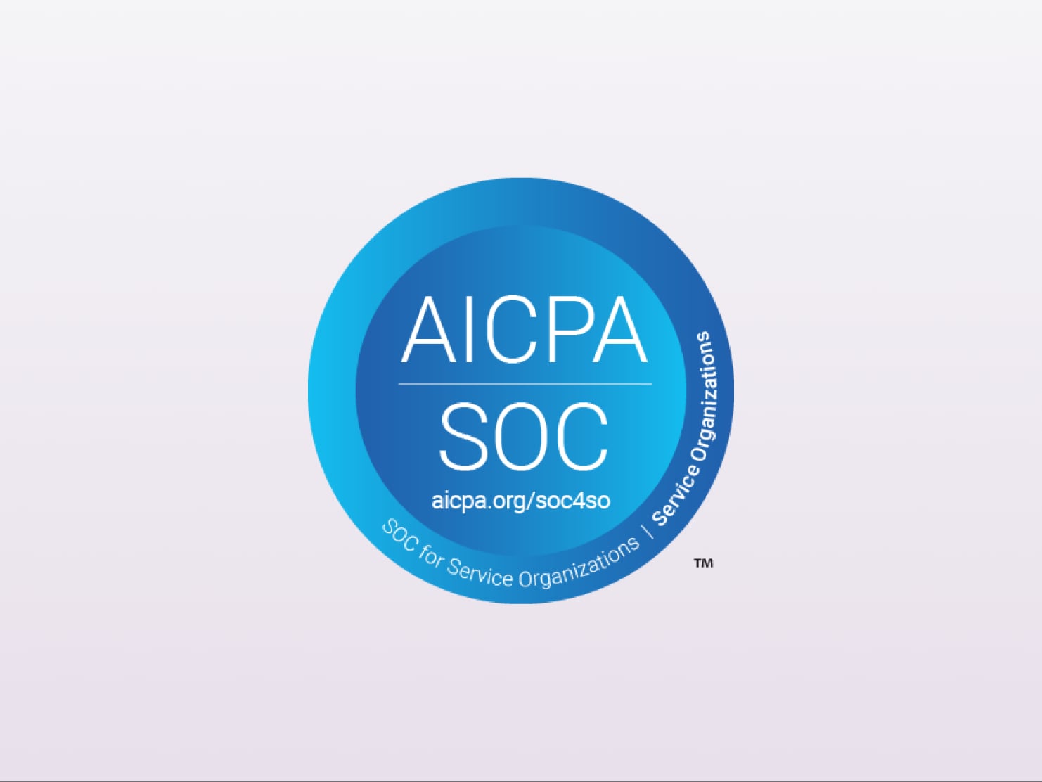 Blue circular AICPA SOC logo with text: "aicpa.org/soc4so SOC for Service Organizations | Service Organizations."