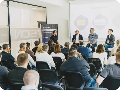 business professionals meeting to talk about cloud printing with Vasion print