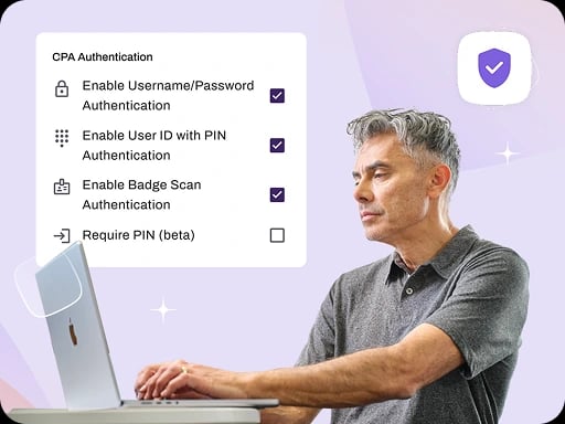man using CPA authentication on the computer using vasion print