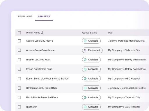 list of printers with vasion output management