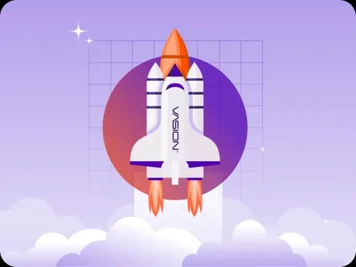 vasion rocket ship launching into space to help you digitally transform