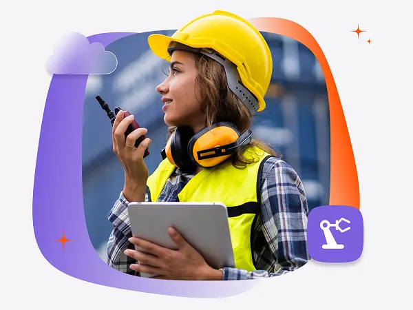 logistics women using a walkie talkie